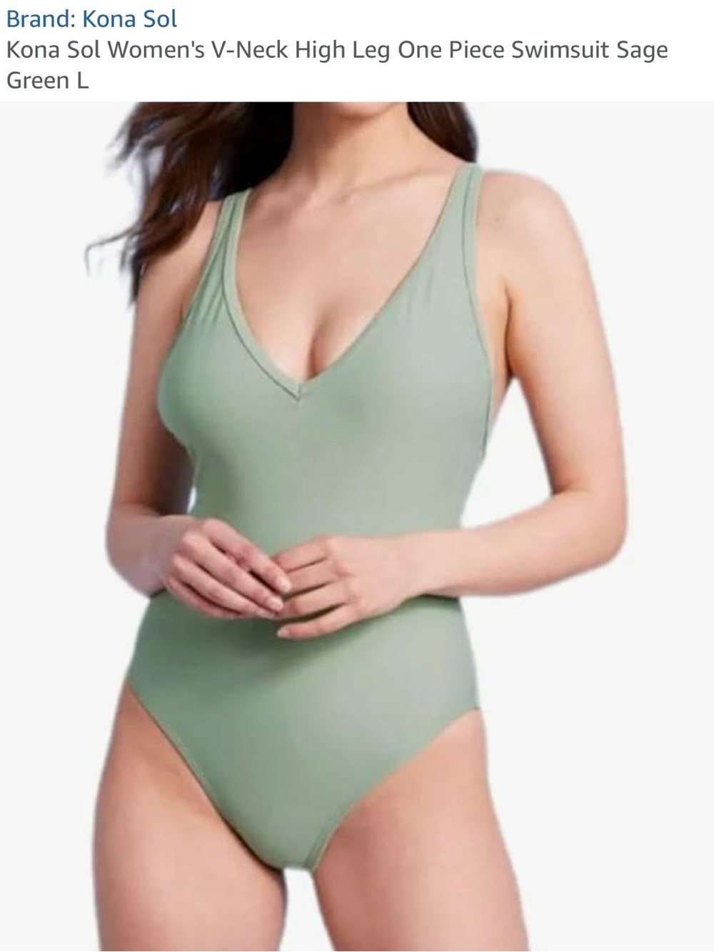 Kona Sol Sage Green V-Neck One-Piece Swimsuit